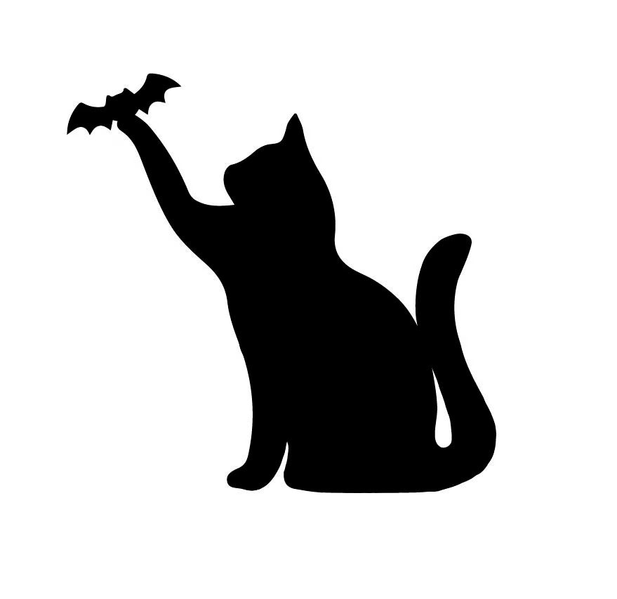 Metal Halloween Art Cat with Bat Stake Decoration, Garden, Yard Art, Hand Made, Spring Garden Decoration, Outdoor Garden Decor, Stake Attached(12" Stake Detachable)