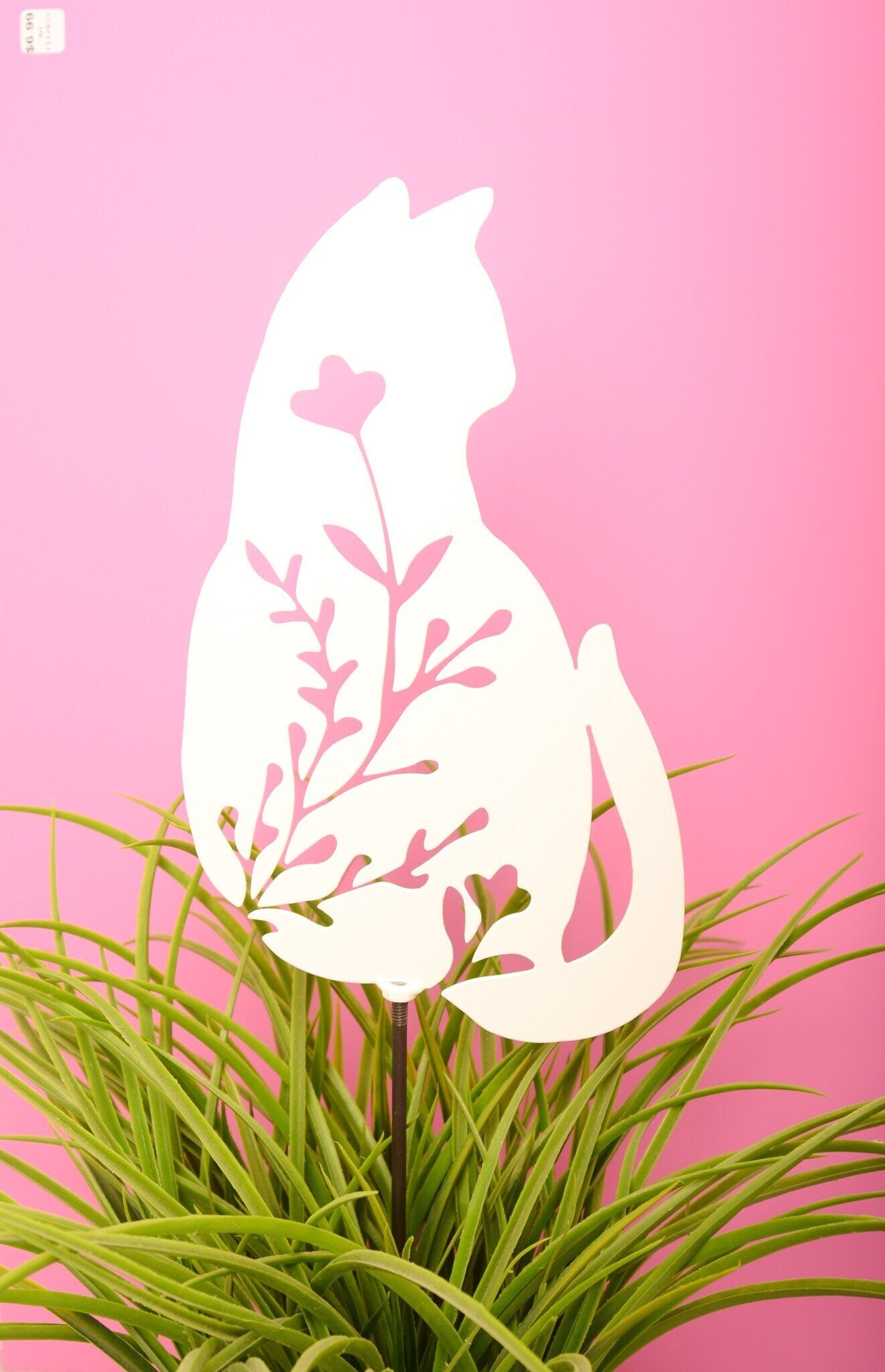 Floral Chubby Sassy Cat Garden Stake