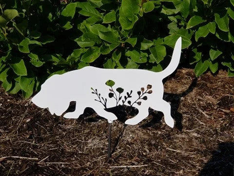 Basset Hound Floral Belly Garden Stake