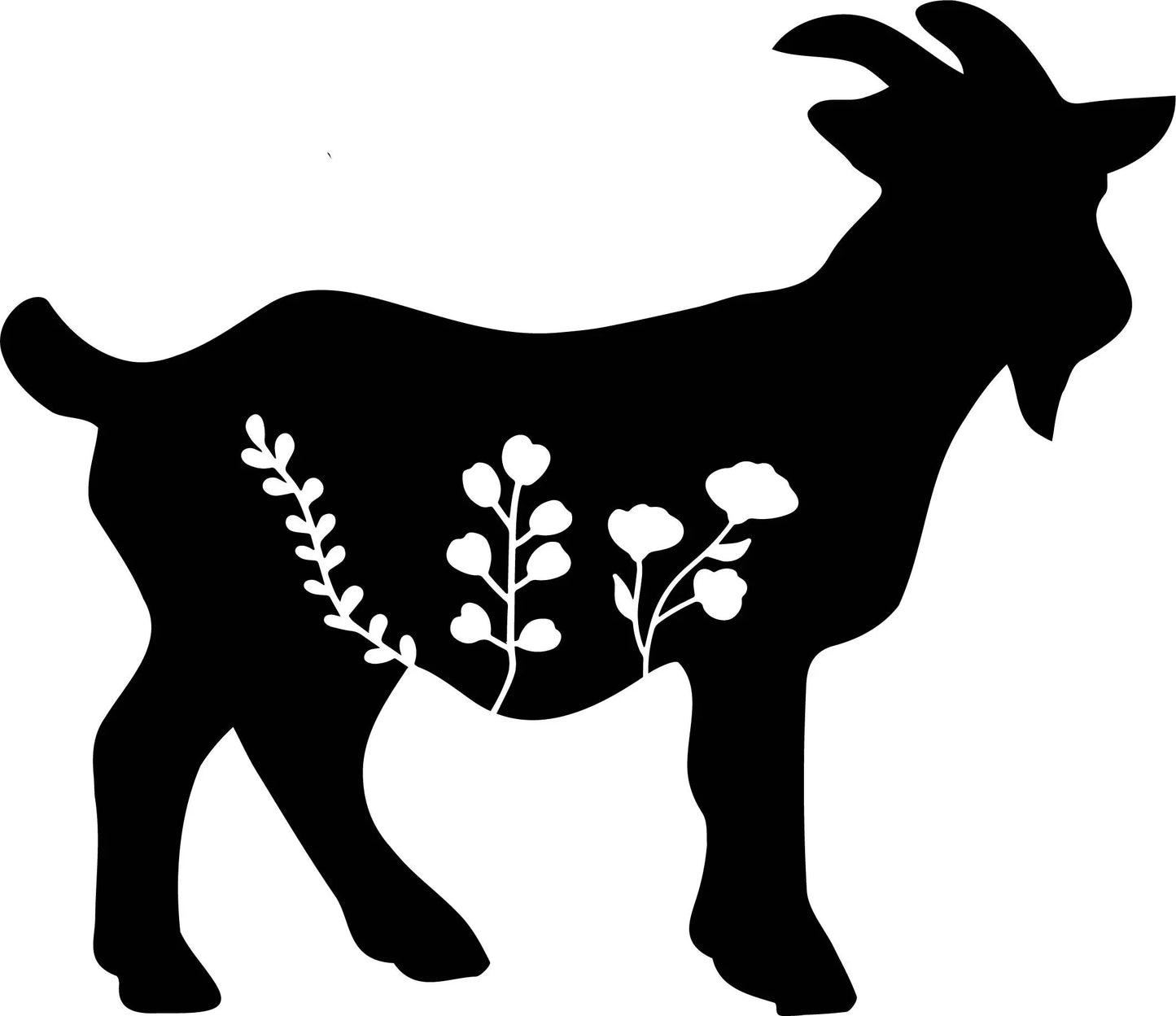Metal Art Floral Goat with Stake Decoration, Yard Art, Spring Garden Decoration, Outdoor Garden Decor Memorial Farm, Farm House, Goat, Sheep, Post Mount Bracket, Wall Mount w/(Holes)