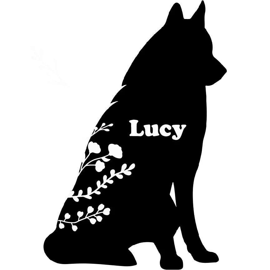 Floral Siberian Husky Garden Stake
