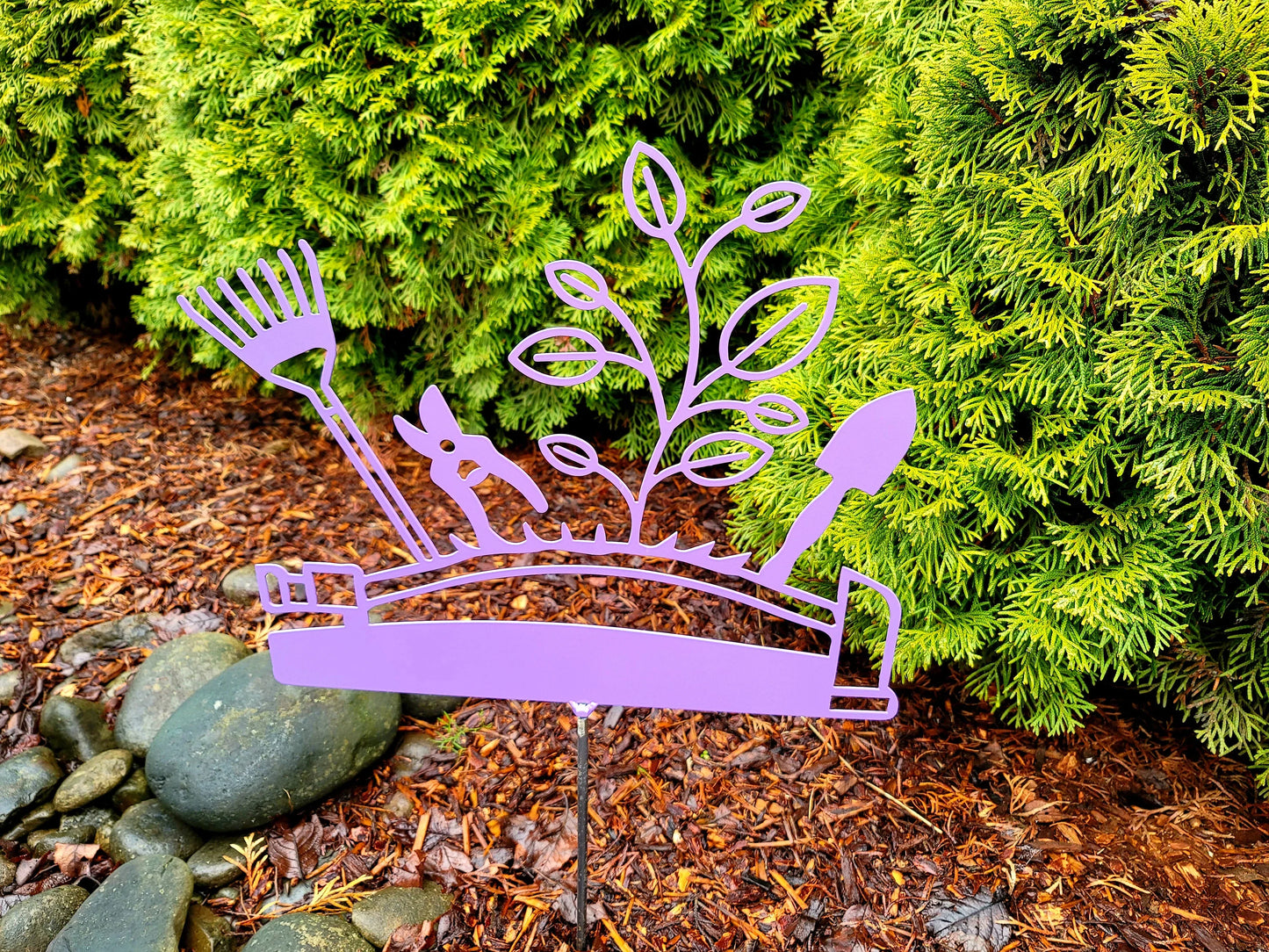 Floral Gardening Sprinkler and Tools Metal Wall Decor