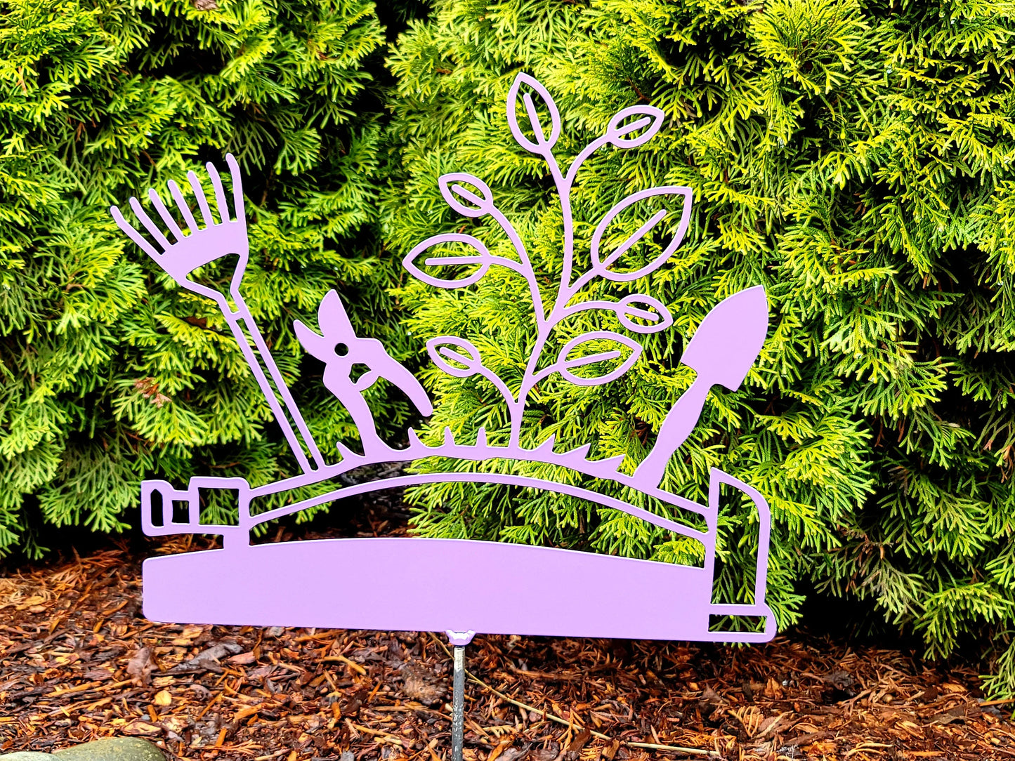 Floral Gardening Sprinkler and Tools Metal Wall Decor