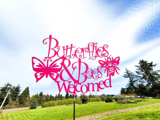 Butterflies And Bees Welcome Garden Stake