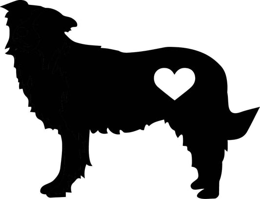 Border Collie with Heart Garden Stake