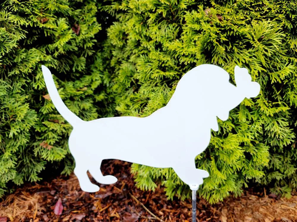 Basset Hound with butterfly Garden Stake