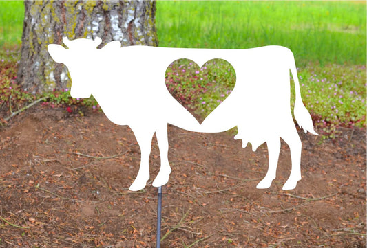 Cow with Heart Garden Stake