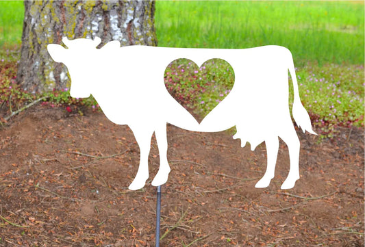 Cow with Heart Metal Wall Decor