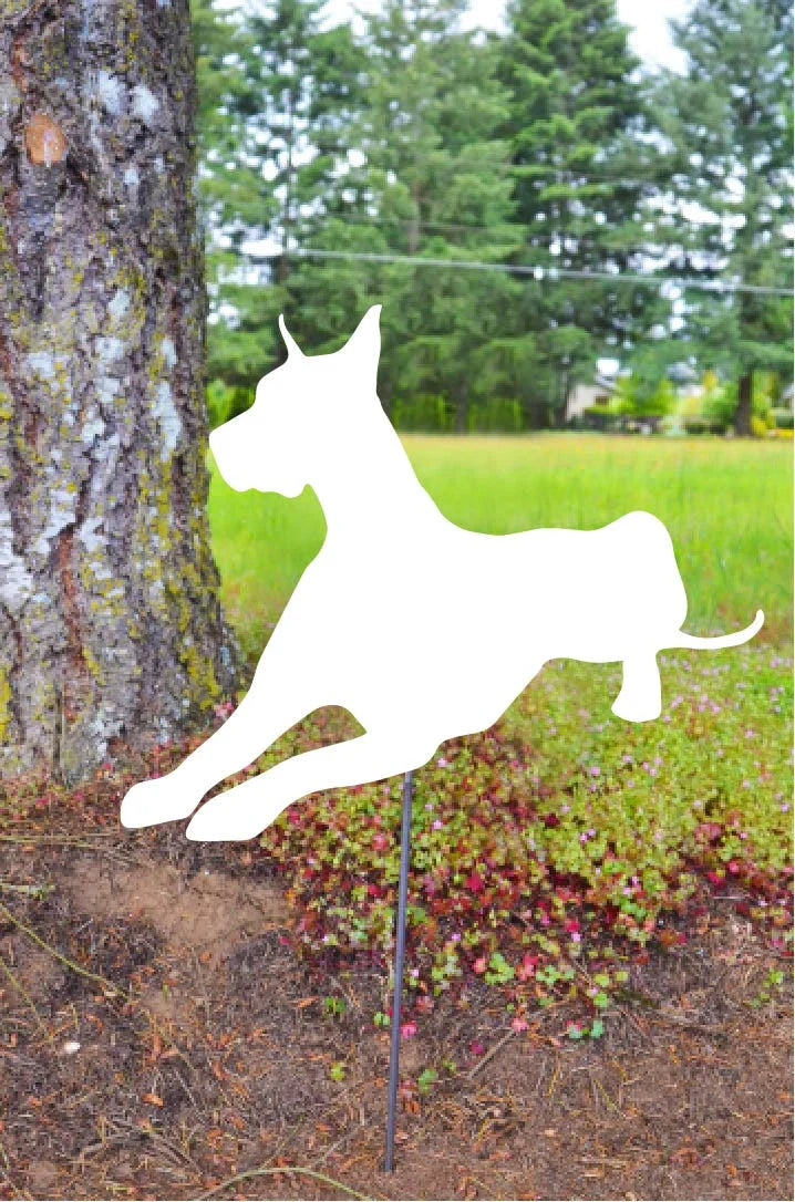 Metal Art Great Dane Dog Stake Decoration w/cropped ears, Dog Lover, Garden Yard Art Gift Garden Decoration Outdoor Garden Decor Personalized, Post Mount Bracket, Wall Mount w/(Holes)