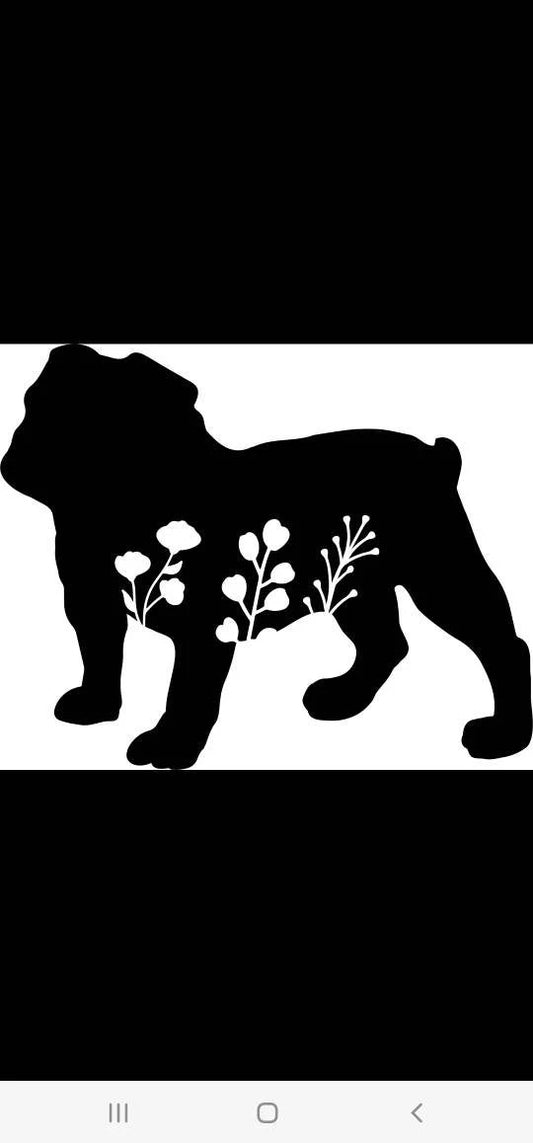 Metal Art Floral Bulldog Stake, dog Lover, Bulldog, Decoration, Garden, Yard Art, Hand Made, Spring Garden Decoration, Outdoor Garden Decor, Stake Attached(12" Stake Detachable)
