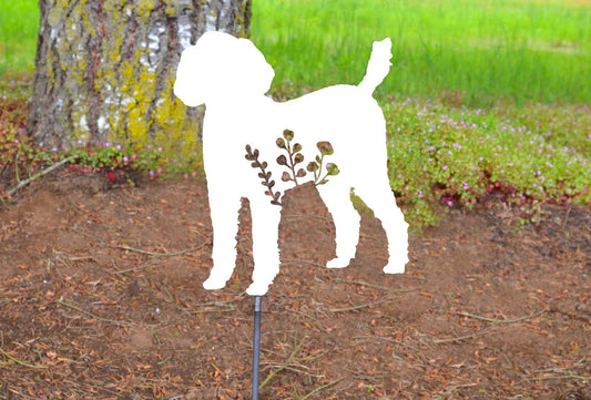 Metal Art Floral Standard Poodle Dog Lover Stake Decoration, Garden, Yard Art, Gift, Garden Decoration Outdoor Garden Decor Personalize Stake Attached(12" Stake Detachable)