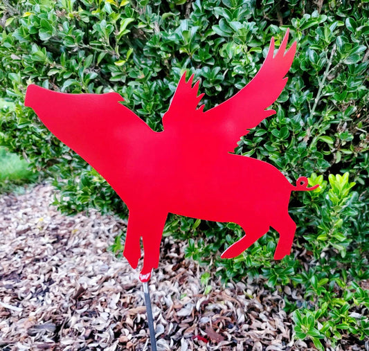 Flying Pig With Wings Garden Stake
