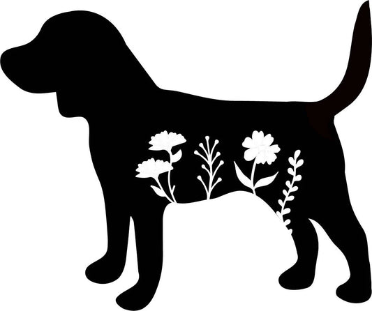 Beagle Basset Hound Floral Garden Stake