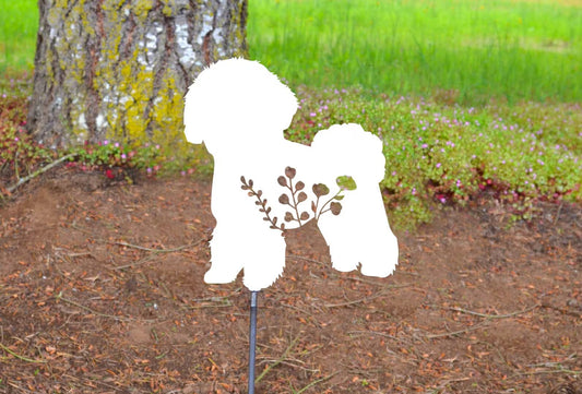 Bichon Frisé Floral Garden Stake