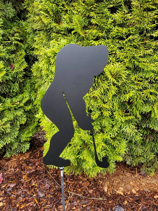 Sasquatch Garden Stake | Bigfoot Yard Stakes | Staked Yard Art | Metal Sasquatch | Custom Yard Art | Bigfoot Yard Art, Golfing Stake Attached(12" Stake Detachable)