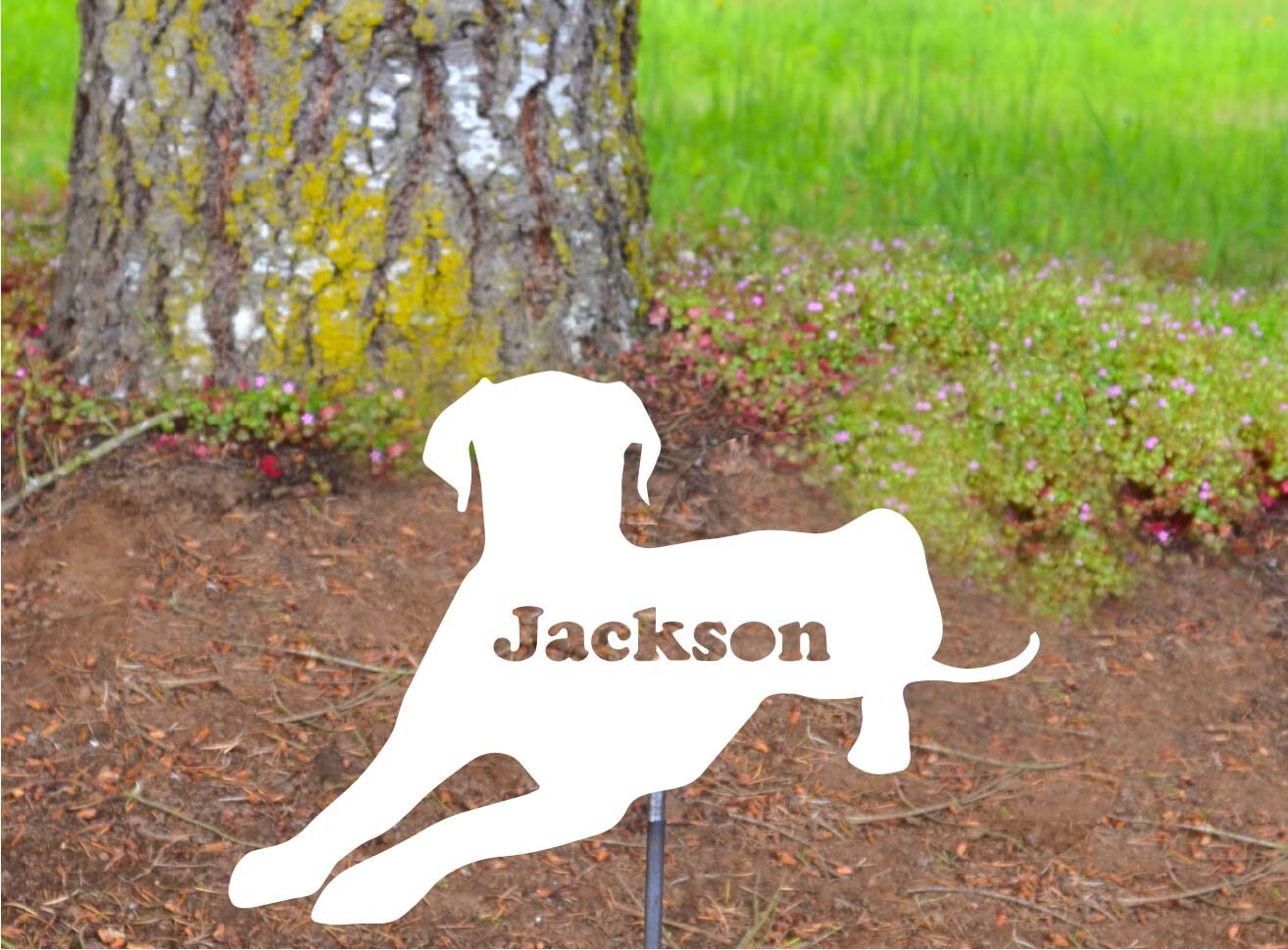 Metal Art Floral Great Dane Name Plate Dog Stake Decoration, Great Dane Mom Dad Yard Art Gift Garden Decoration Outdoor Decor Personalize, Post Mount Bracket, Wall Mount w/(Holes)