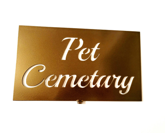 Metal Art Pet Memorial " Pet Cometary" Sign Stake Decoration, Yard Art, Spring Garden Decoration, Outdoor Decor Gift Him Her Mother Father, Stake Attached(12" Stake Detachable)