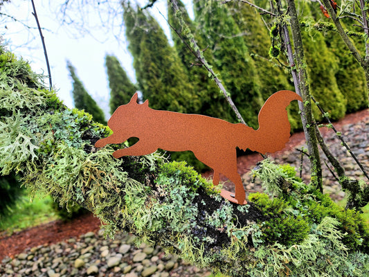 Squirrel Metal Art Garden Post Mount Decoration, Stake, Yard Art, Hand Made, Spring Garden Decoration, Outdoor Garden Decor Gift Him Her, Post Mount Bracket, Wall Mount w/(Holes)