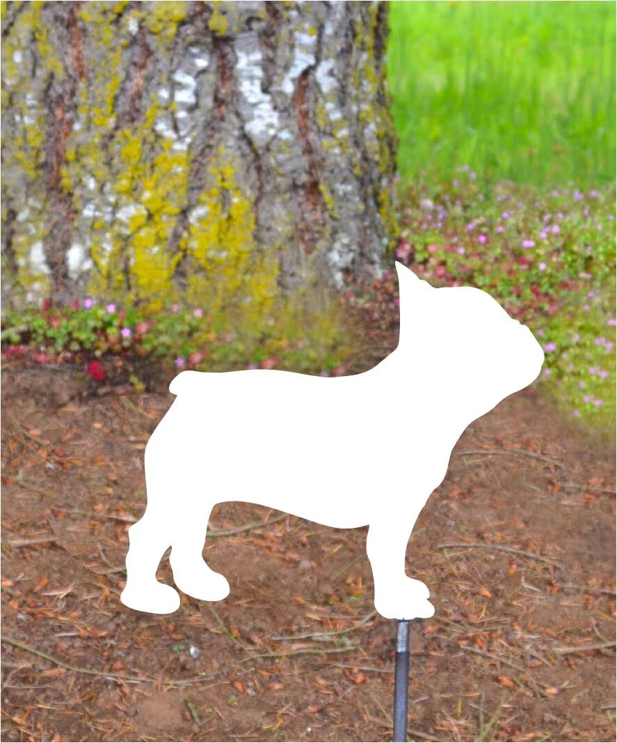 Metal Art Solid French Bulldog Garden Stake Decoration, Garden, Yard Art, Hand Made, Spring Garden Decoration, Outdoor Garden Decor, Frenchy Stake Attached(12" Stake Detachable)