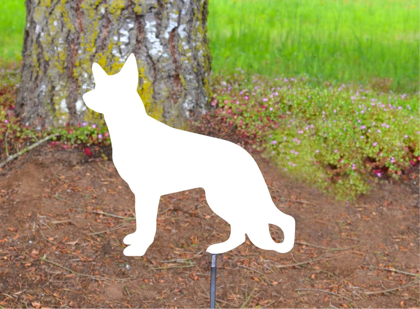 Metal Art German Shepherd Dog Stake Decoration, Dog Lover, Puppy, Garden, Yard Art, Gift, Garden Decoration Outdoor Garden Decor Personalize Stake Attached(12" Stake Detachable)